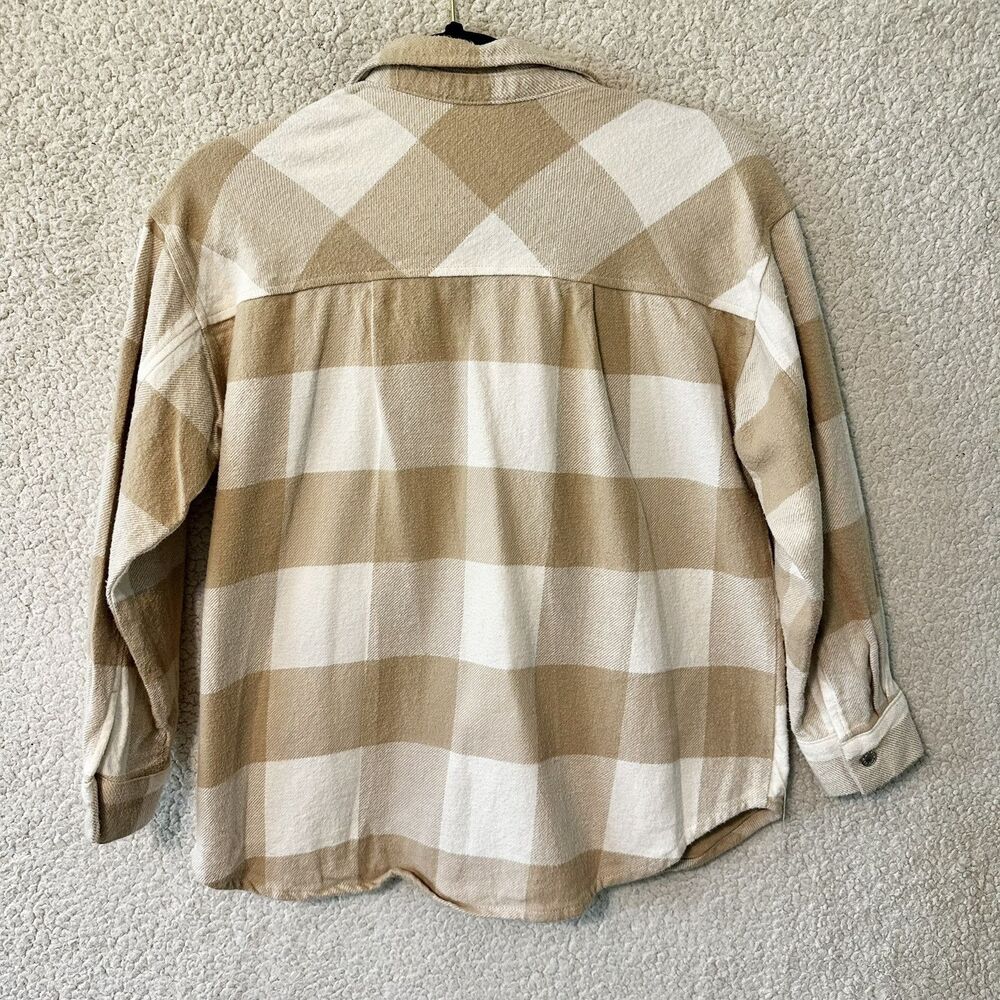 Zara Plaid 100% Cotton SHACKET Jacket Size Youth KIDS 11-12 Beige/Ivory Plaid - Picture 9 of 13